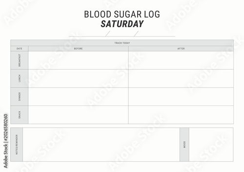 Blood Sugar Log Saturday To Friday