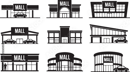 Shopping mall or store vector icon set