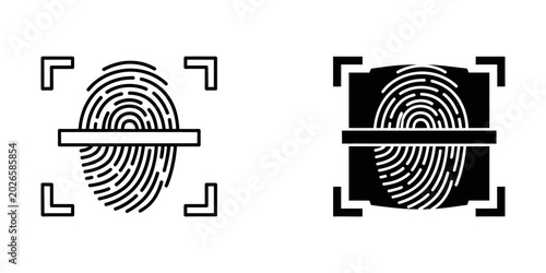 Cuadro en lienzo Fingerprint scan icon for biometric identification and security access with vect