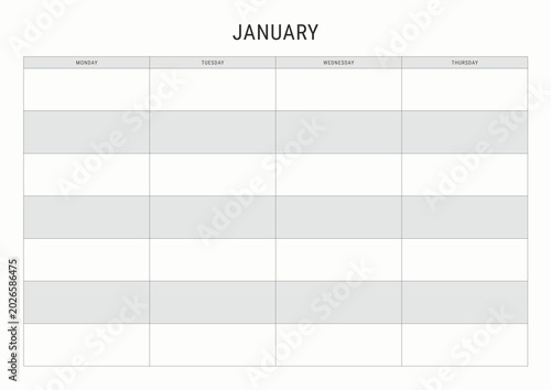 January 2027 Planner Template | Printable & Editable Monthly Planner