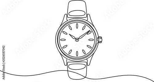 фотографія Continuous single line drawing of a wrist watch with accessory minimalist contin