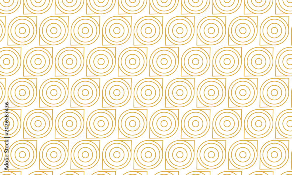 Fototapeta premium Luxury seamless geometric pattern with gold monoline concentric circles for premium product packaging and branding identity