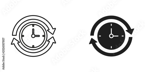 Εκτύπωση καμβά Clock with rotating arrows representing time cycle history and update vector ico