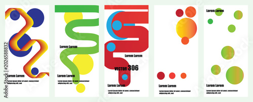 Konstfotografi Set of five abstract posters with colorful geometric shapes lines and circles fo