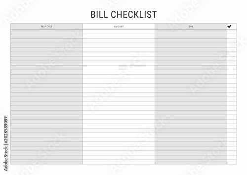 Bill Checklist – Organize & Track Your Payments Easily