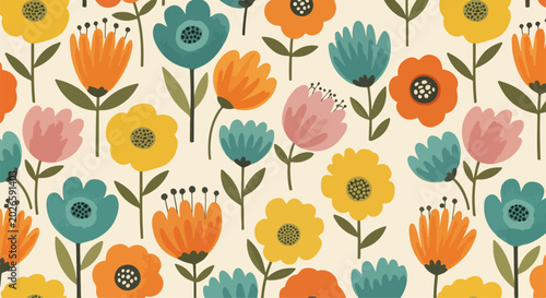 Bright flower background pattern for nursery decor design