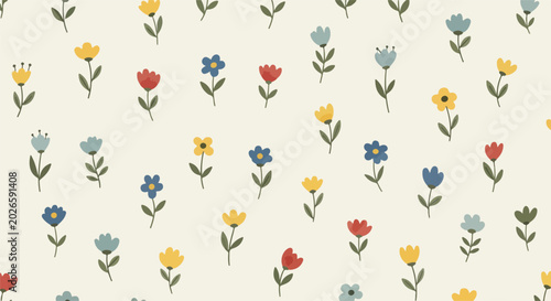 Colorful blossom background pattern with delicate painted petals