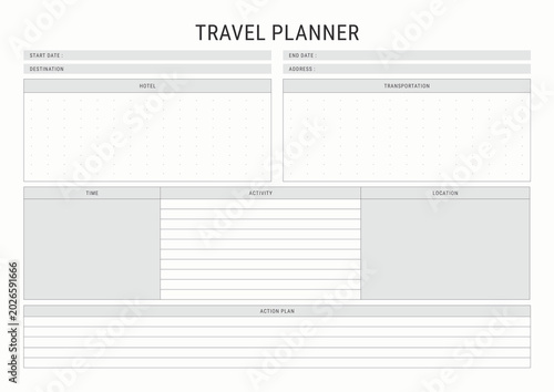 Travel Planner Template for Vacation and Trip Organization