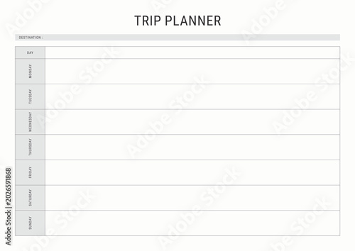 Travel Trip Planner Template for Vacation and Holiday Organization