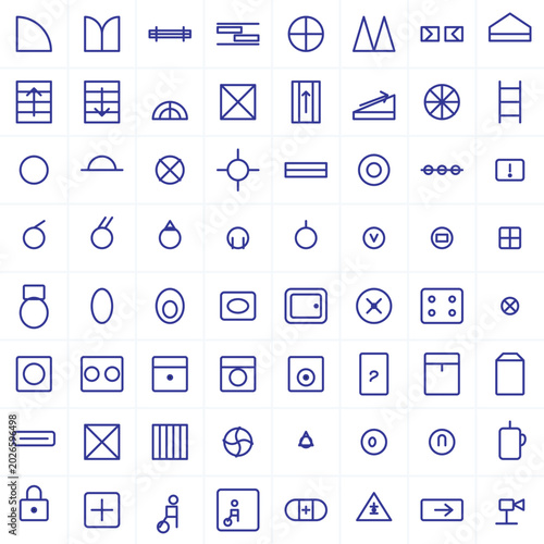 Set Of Architectural Floor Plan Symbols And MEP CAD Blocks Vector Sheet For Blueprints And Interior Design