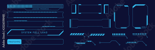 Foto Sci-Fi HUD system loading and tech progress bar elements set