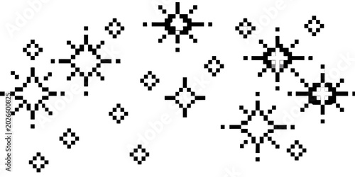 pixelated star sparkles vector illustration black and white