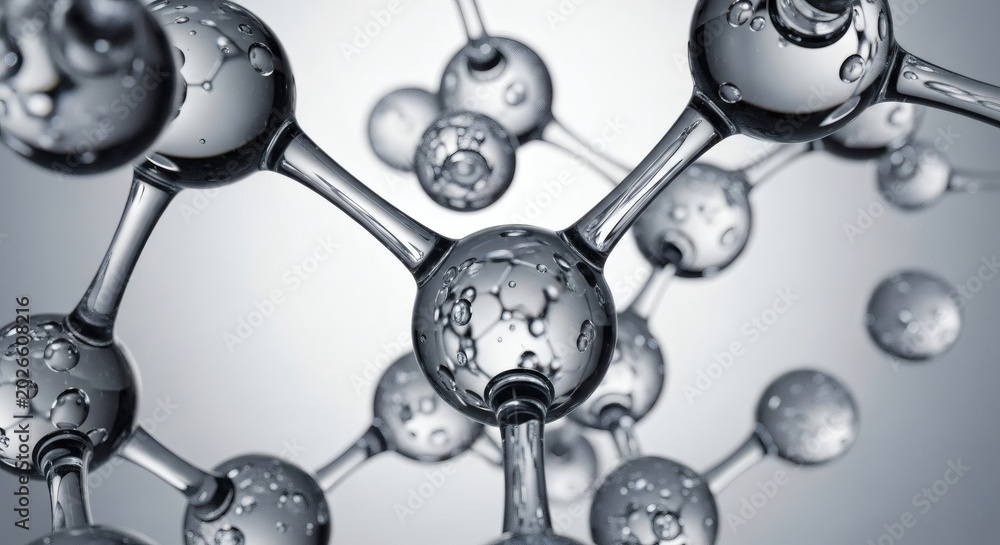 Obraz premium Molecular Structure - Detailed Macro View of Chemical Bonds and Atoms.