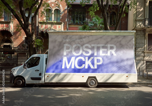 Mockup Of Customizable Advertisement On Truck