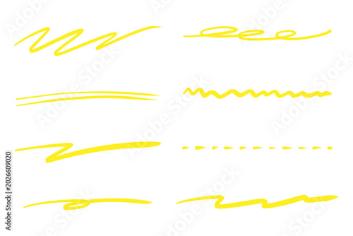 手描きペンのアンダーラインセット 黄色