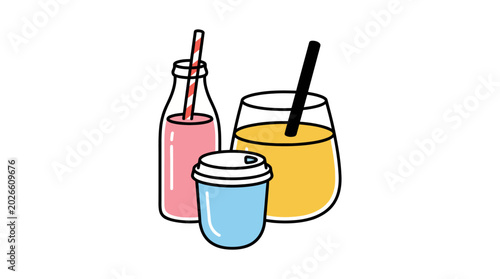 Photography A colorful assortment of refreshing beverages, including juices, smoothies, and