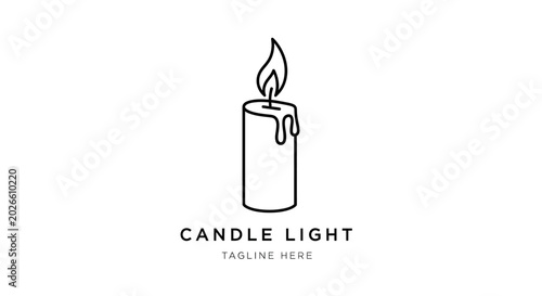 Obraz na płótnie Minimalist Candle Light Logo Template with Flame and Melting Wax