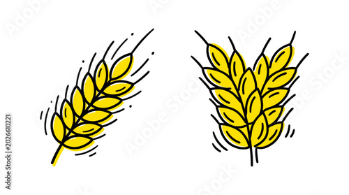 Photos Wheat Ear Icons for Healthy Food and Agriculture Concept
