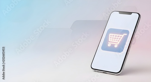 Blue Shopping Cart Mobile App Mockup