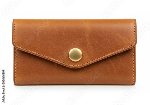 Brown leather wallet isolated on white background