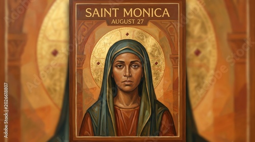 Saint Monica portrait icon illustration