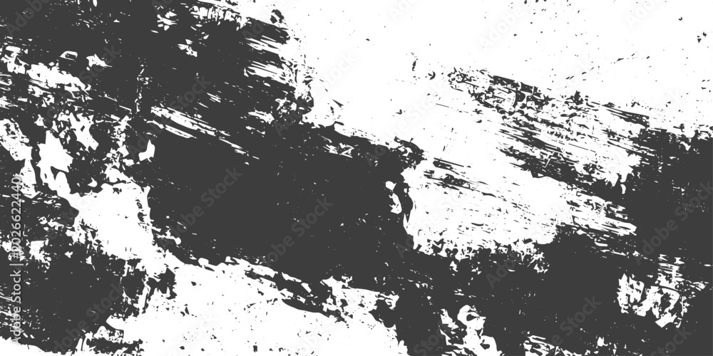 Fototapeta premium Black and White Grunge Distress Texture Vector with Artistic Ink Paint Strokes for Overlay and Background