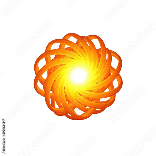 Abstract Glowing Orange Circular Vortex Shape Design.