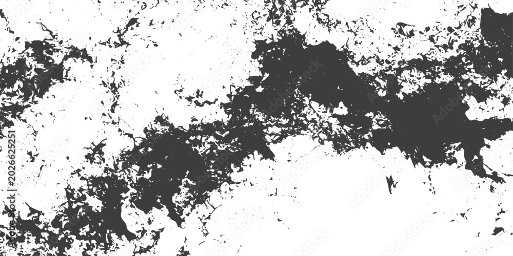 Obraz premium Black and White Abstract Grunge Texture Vector Background with Distressed Splatter and Grainy Erosion Effect