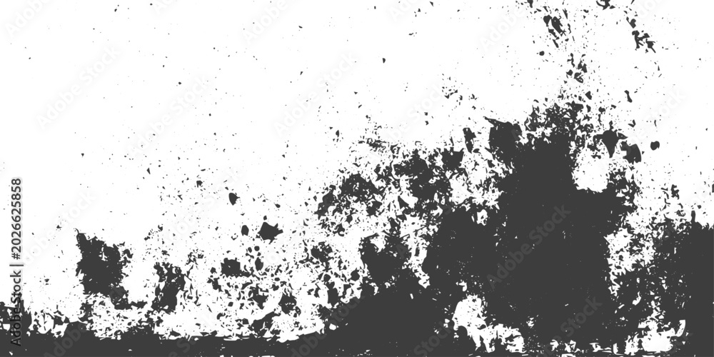 Fototapeta premium Black and White Gritty Grunge Texture with Ink Splatter and Distressed Weathered Effect Vector Background