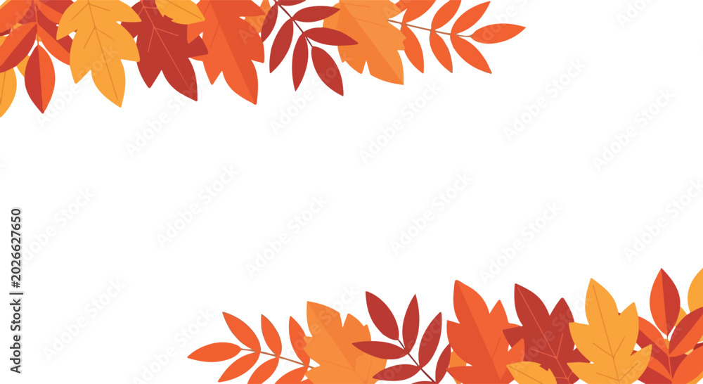 Obraz premium Autumn leaves border with red, orange, and yellow foliage