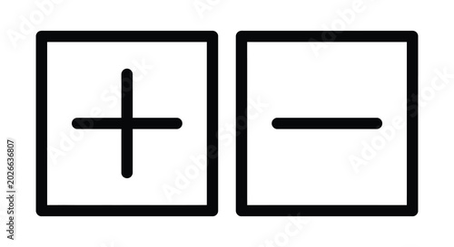 Obraz na plátně Plus and minus signs in squares black outline silhouette