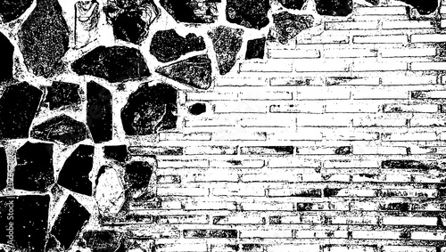 Konstfotografi Muro de ladrillo y piedra rustica, fotos en blanco y negro con fondo trasparente