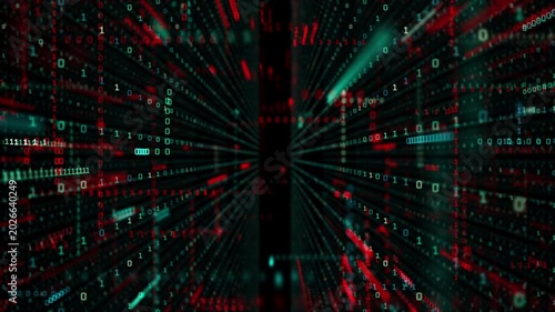 Digital Data Stream Visualization with Motion Effect for Technology and Network Concept