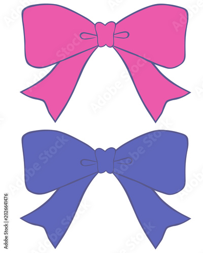 Blue and pink bow ribbon