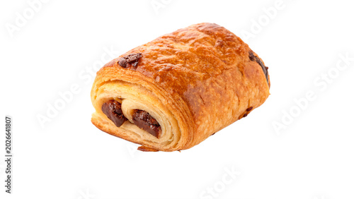 Cuadro en lienzo A freshly baked French puff pastry pain au chocolat chocolate croissant golden s