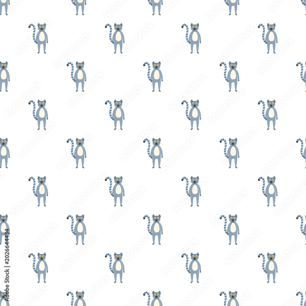 Fototapeta premium Cute cartoon lemur drawing repeated in a seamless pattern design