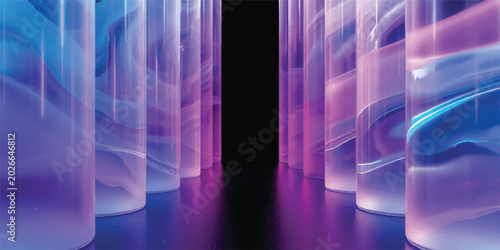 Foto An abstract blue and purple background featuring a glowing digital x-ray image o