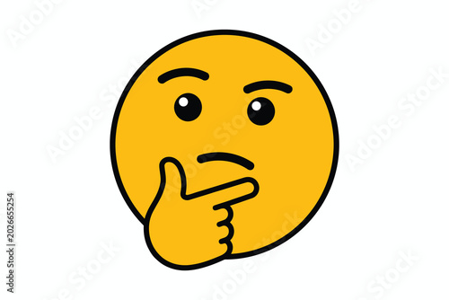 Thinking face emoji with hand on chin contemplating