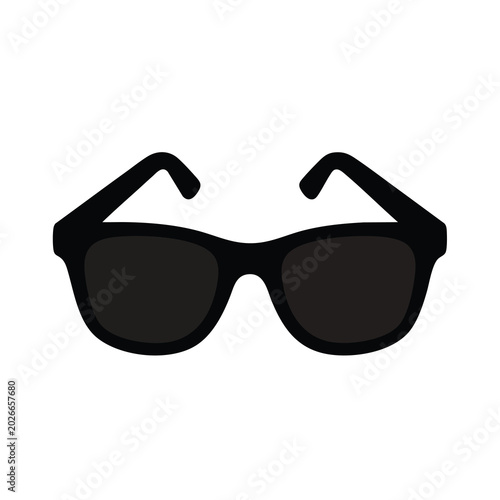Minimalist black sunglasses silhouette isolated on white background.