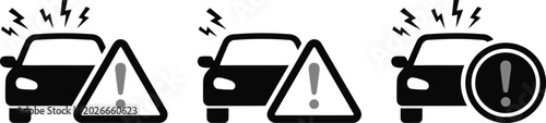 Car Alarm Warning Icon Set – Vehicle Security, Theft Alert, and Emergency Notification Vectors