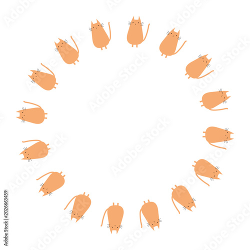 vector simple wreath of yellow cats on white background