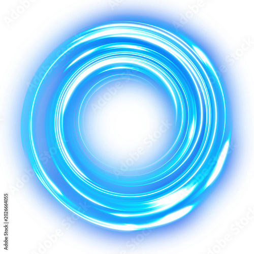 Tableau sur toile Vibrant electric blue light vortex ring with soft cosmic glow