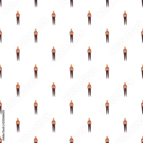 Fotografie Seamless vector pattern of a man in orange clothes on a clean white background