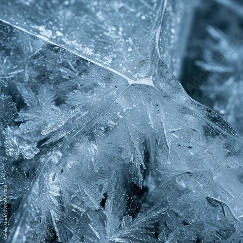 A macro view of thick, opaque winter ice displaying intricate frozen textures and the intense, solid state of extreme cold ,glacier ,stoppage ,immobile
