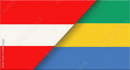 Tableau sur toile Double Flag of Austria and Gabon on Fabric Texture