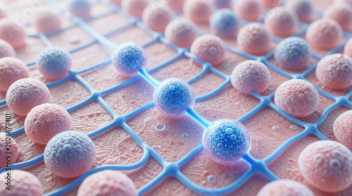 Exploring pdrn skincare technology cellular level 3d visualization scientific research close-up innovative beauty solutions