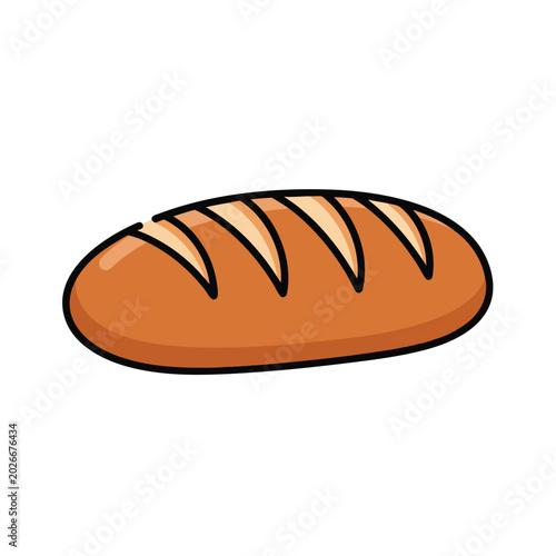 Cartoon style illustration of a freshly baked loaf of bread.
