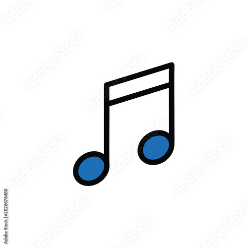 A simple musical note icon with blue accents.