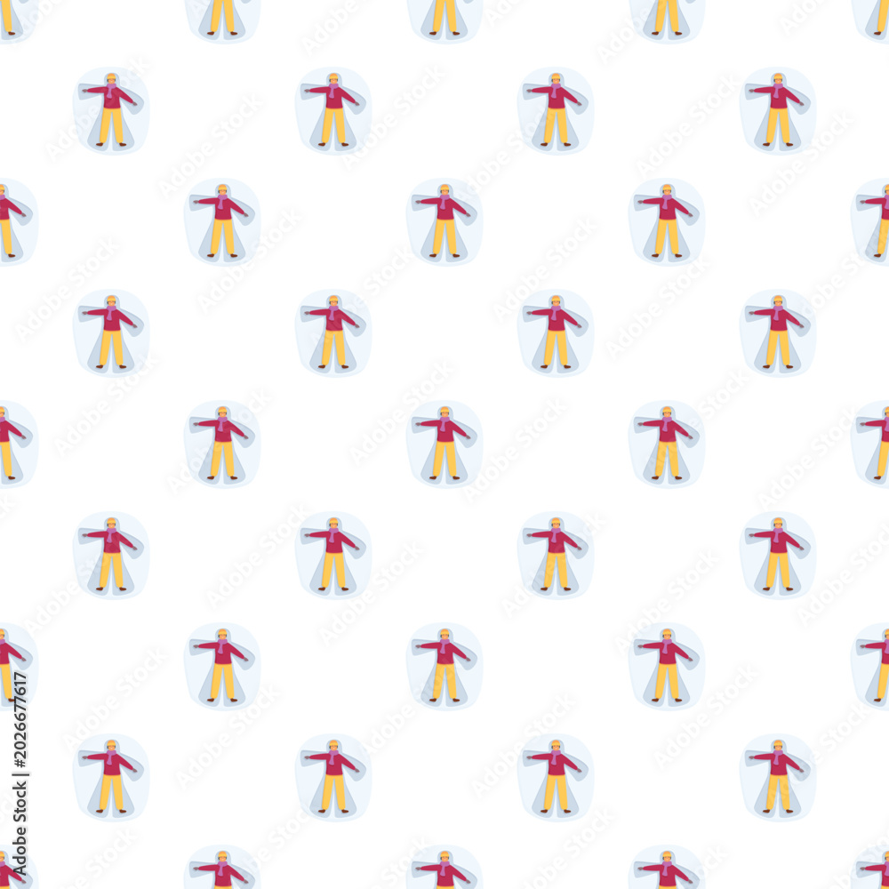 Fototapeta premium People making snow angels during winter forming a repeating pattern