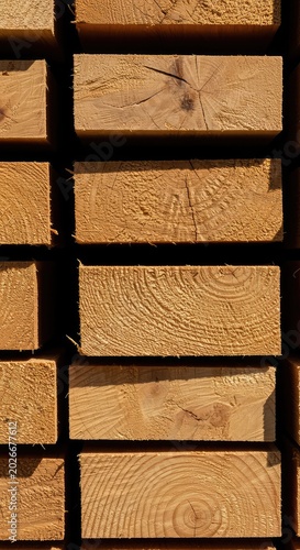 Freshly sawn rough hardwood lumber stack showing high moisture content and pale, light grain texture ready for drying or processing ,plank ,industry ,board